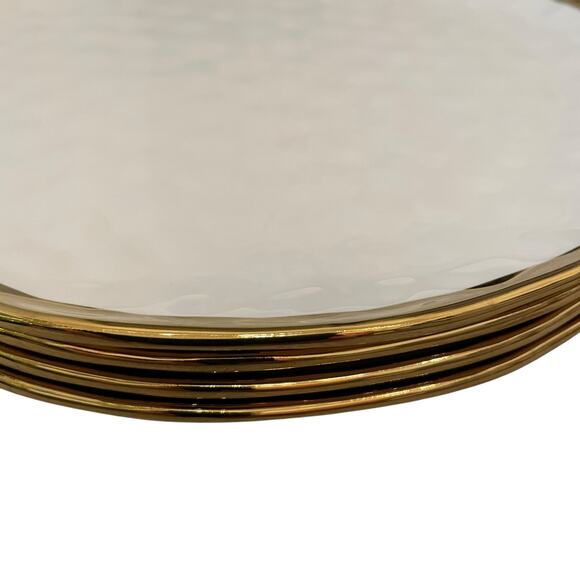 Yedi Bone China Dinner Plates 10" Set of 4 White & Gold Textured Finish New - Picture 7 of 14
